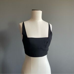 SNDYS. Black Square Neck Crop Top